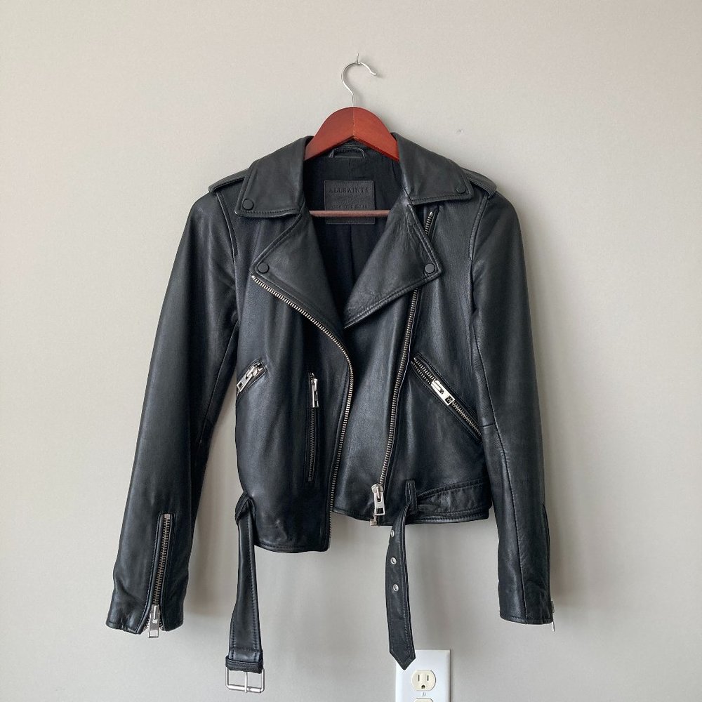 ❌SOLD❌ AllSaints Balfern Biker Leather Jacket in Black, size EU 34 / US 2